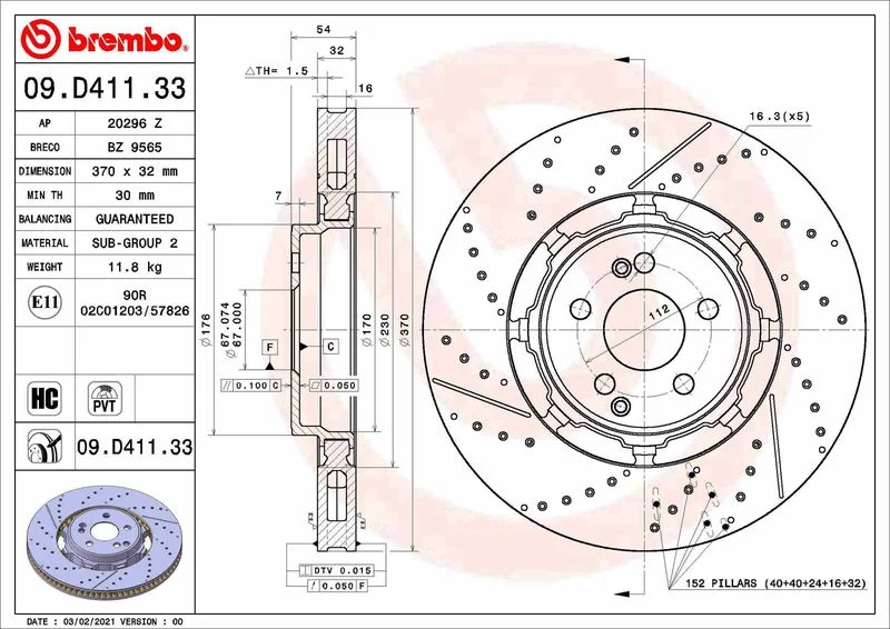 Brake Disc BREMBO 09.D411.33