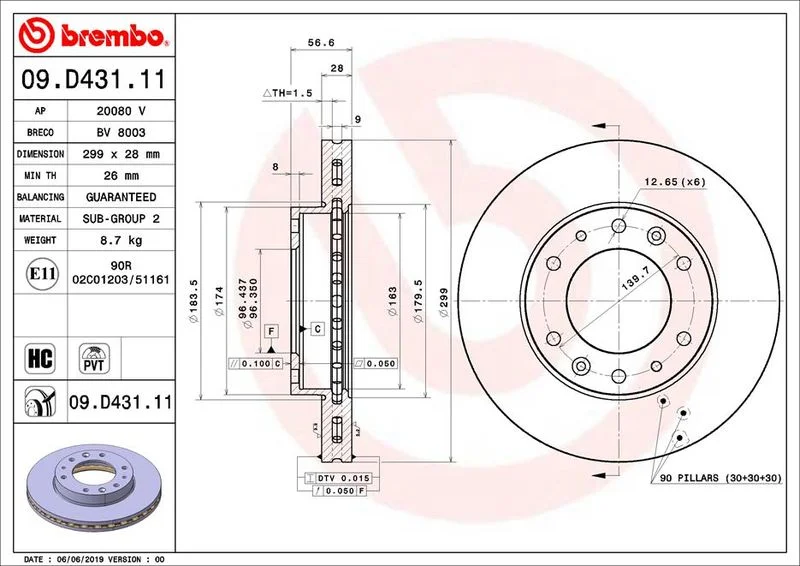 Disco de Travão BREMBO 09.D431.11