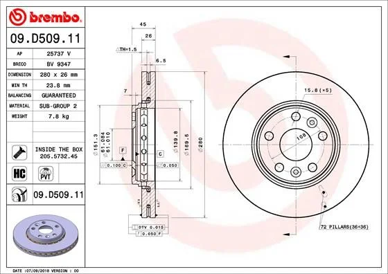 Disco de Travão BREMBO 09.D509.11