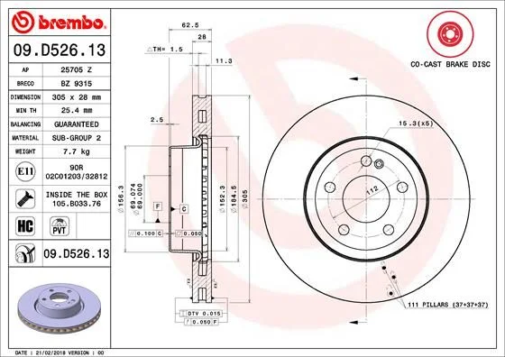 Disco de Travão BREMBO 09.D526.13