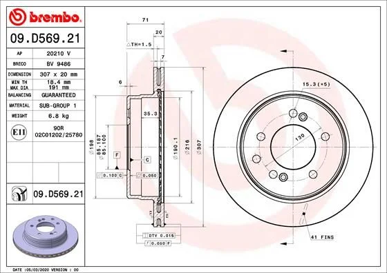 Disco de Travão BREMBO 09.D569.21