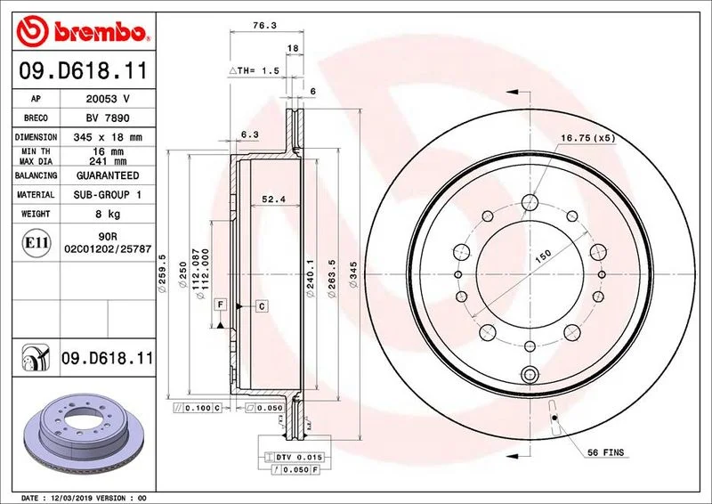 Disco de Travão BREMBO 09.D618.11