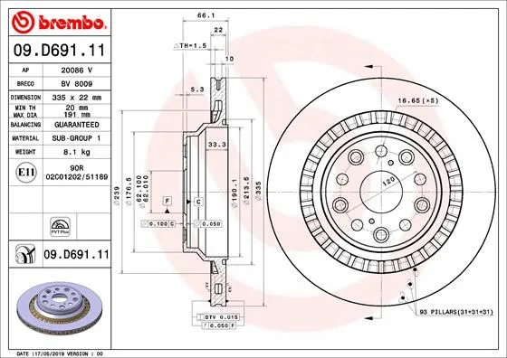 Disco de Travão BREMBO 09.D691.11