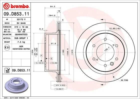 Disco de Travão BREMBO 09.D853.11