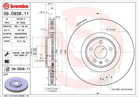 Brake Disc BREMBO 09.D938.11