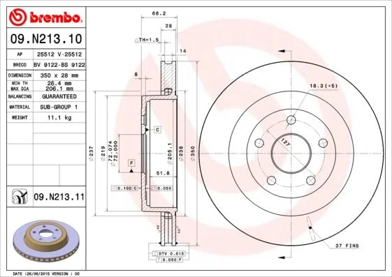 Brake Disc BREMBO 09.N213.11