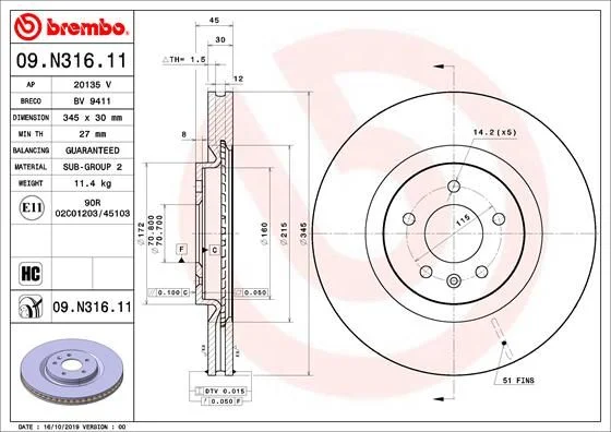 Brake Disc BREMBO 09.N316.11