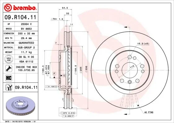 Disco de Travão BREMBO 09.R104.11