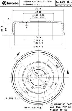 Tambor de Travão BREMBO 14.A676.10