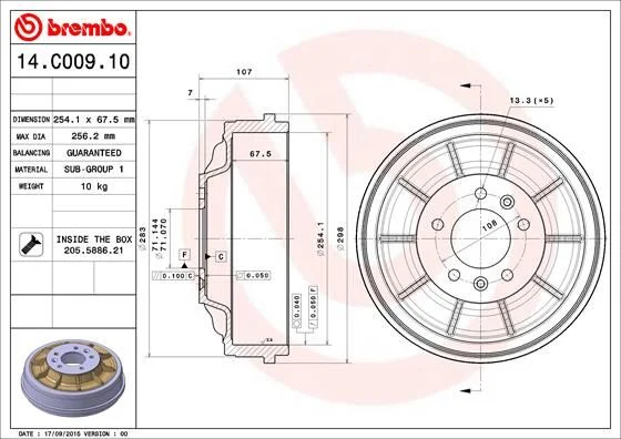 Tambor de Travão BREMBO 14.C009.10