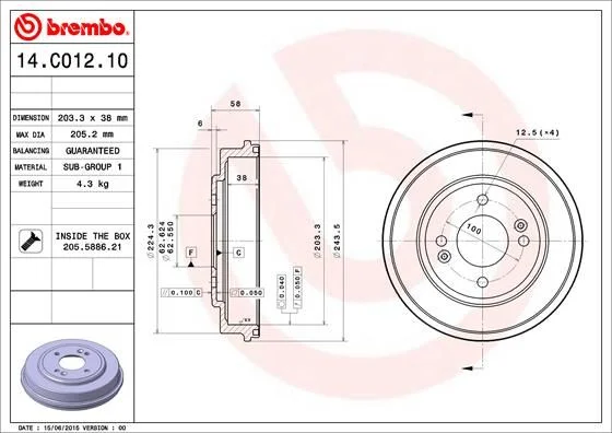 Tambor de Travão BREMBO 14.C012.10