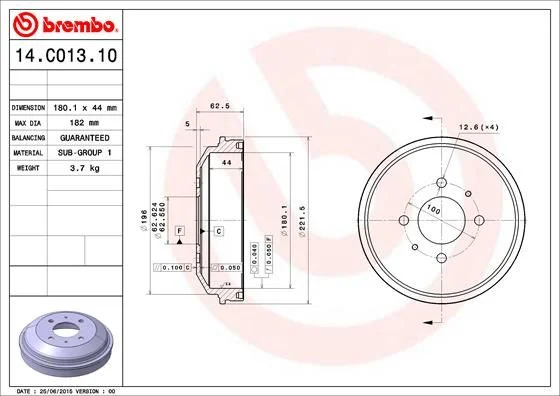 Tambor de Travão BREMBO 14.C013.10