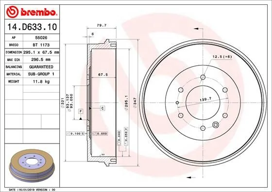 Tambor de Travão BREMBO 14.D633.10