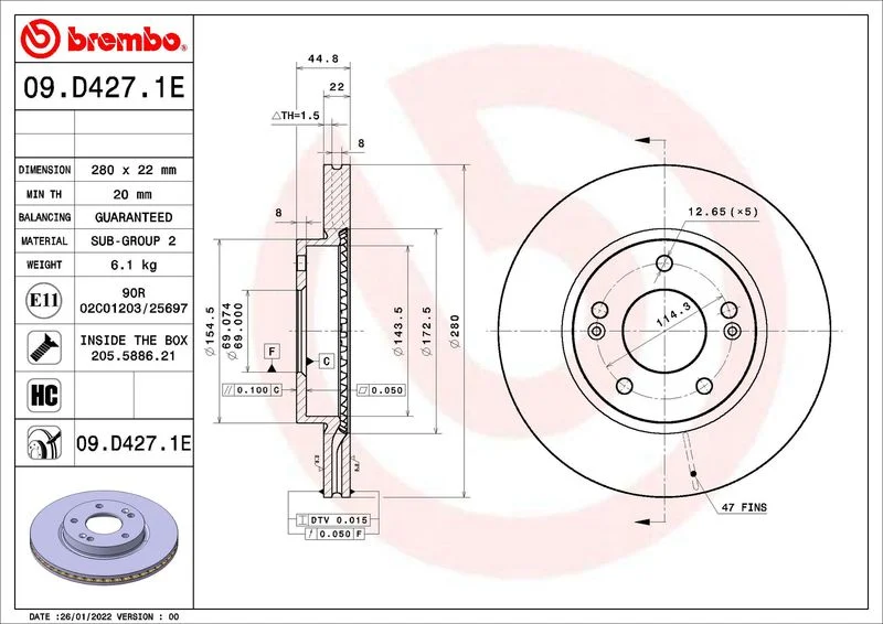 Kit de Freio, disco de freio BREMBO KT 08 013