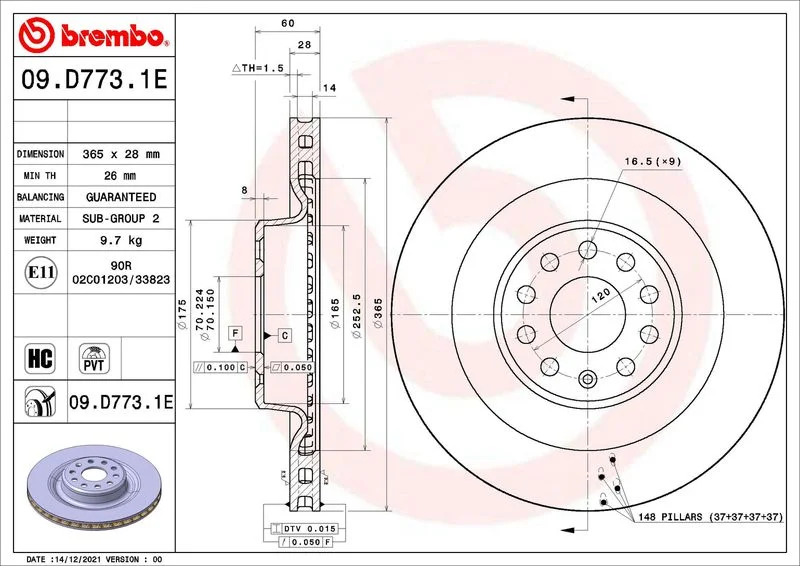 Kit de Freio, disco de freio BREMBO KT 08 022