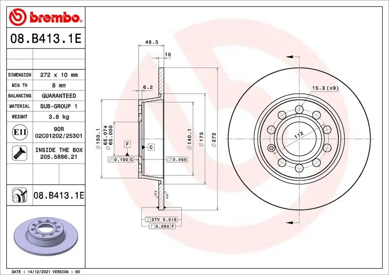 Kit de Freio, disco de freio BREMBO KT 08 025