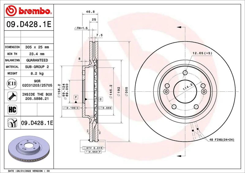 Kit de Freio, disco de freio BREMBO KT 08 028