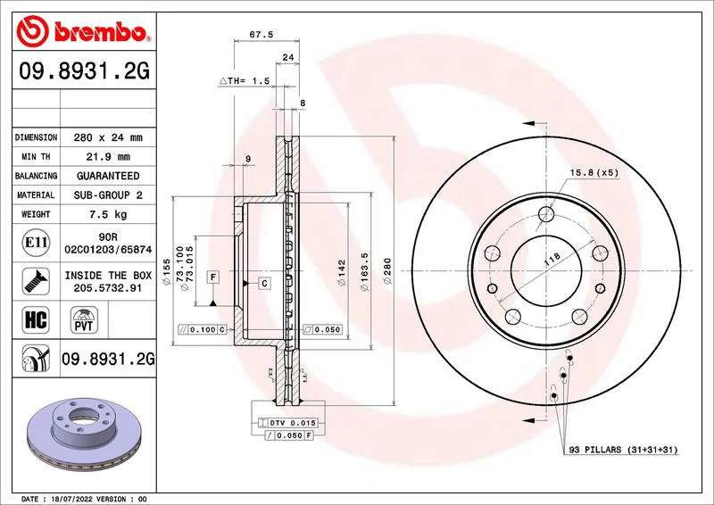 Kit de Freio, disco de freio BREMBO KT 10 001