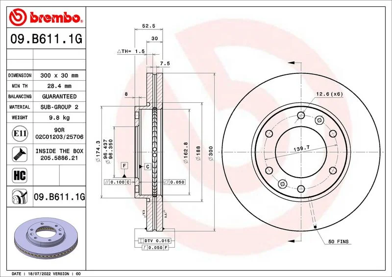 Kit de Freio, disco de freio BREMBO KT 10 019