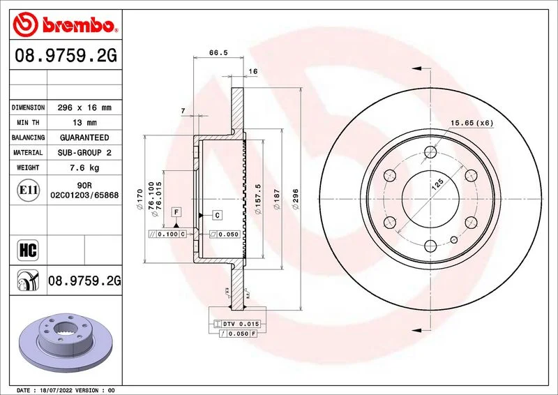 Kit de Freio, disco de freio BREMBO KT 10 023