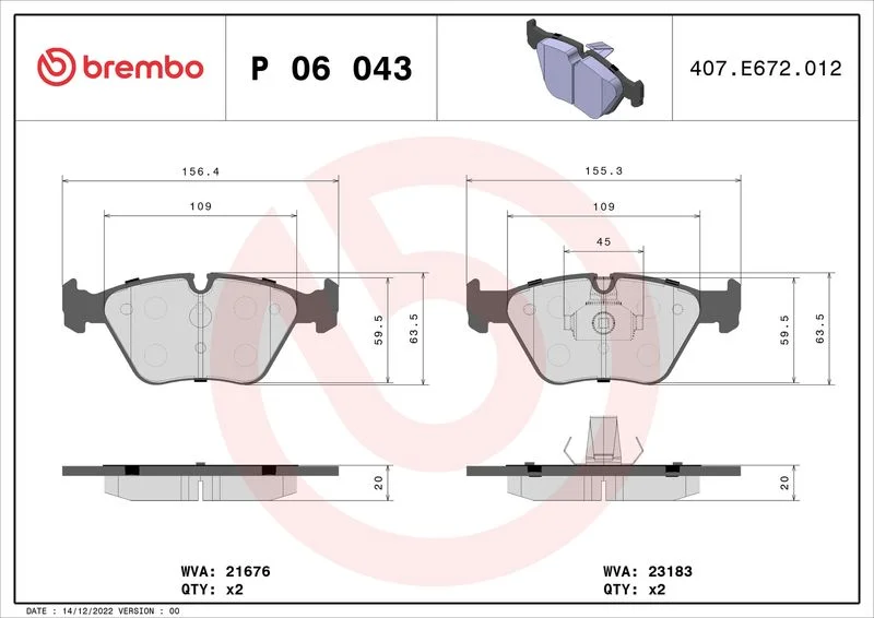 Conjunto de pastilhas de travão de disco BREMBO P 06 043X