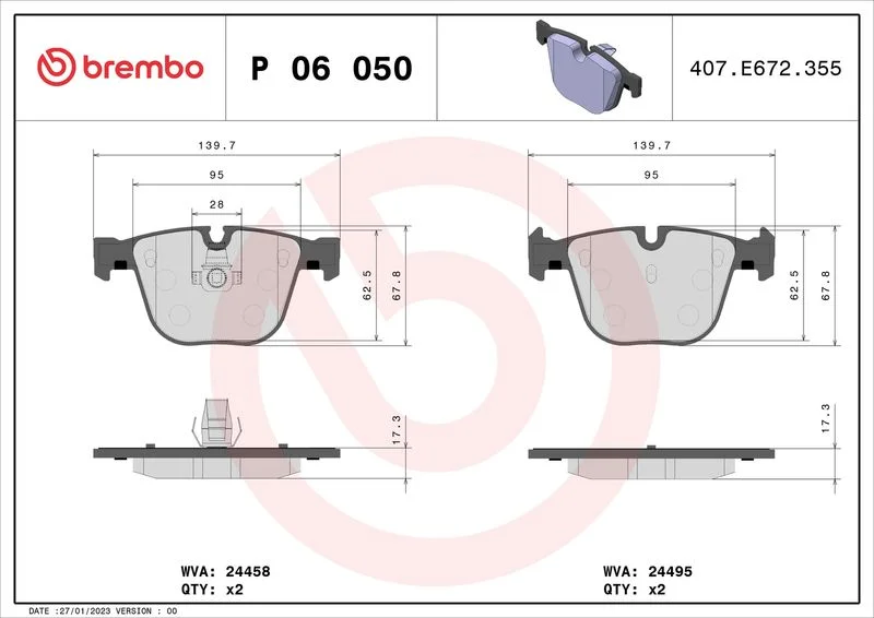Conjunto de pastilhas de travão de disco BREMBO P 06 050
