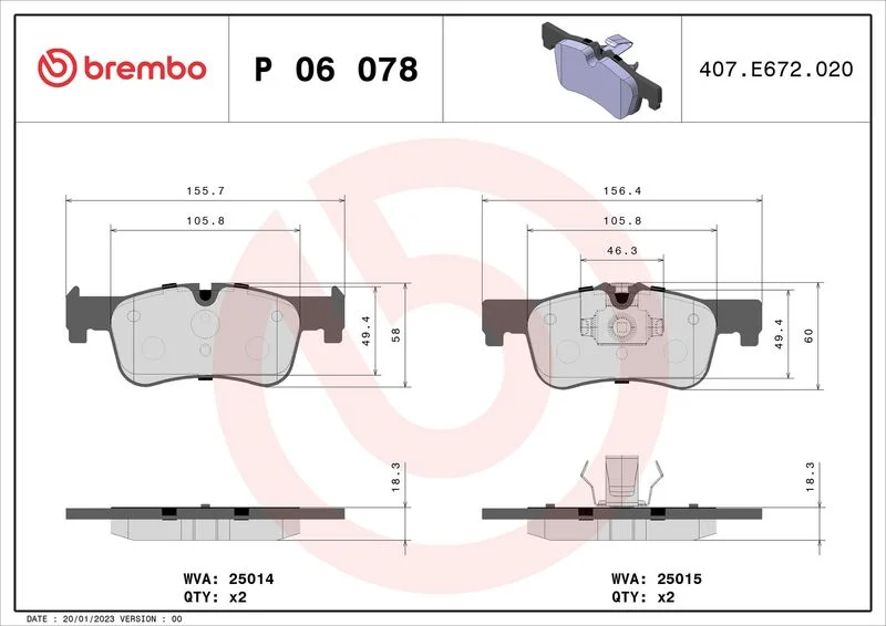 Conjunto de pastilhas de travão de disco BREMBO P 06 078