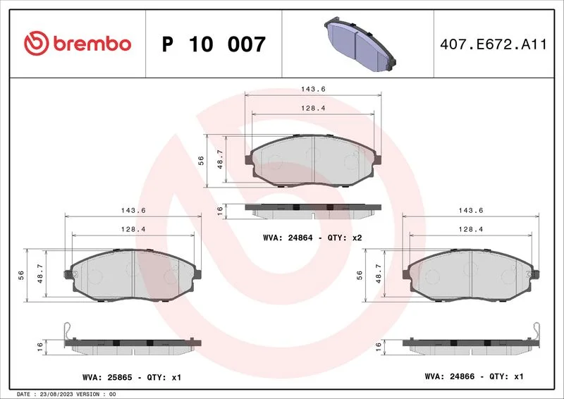 Conjunto de pastilhas de travão de disco BREMBO P 10 007