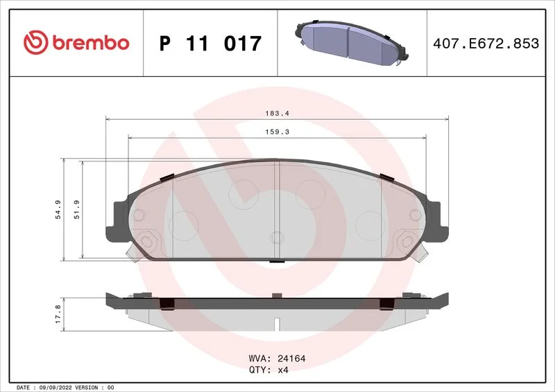 Conjunto de pastilhas de travão de disco BREMBO P 11 017
