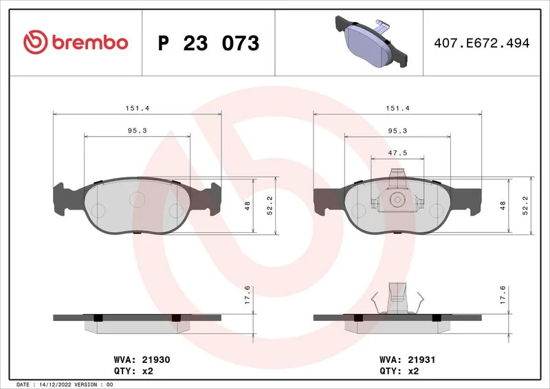 Conjunto de pastilhas de travão de disco BREMBO P 23 073