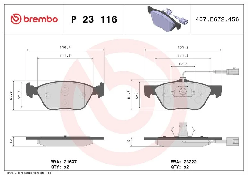 Conjunto de pastilhas de travão de disco BREMBO P 23 116