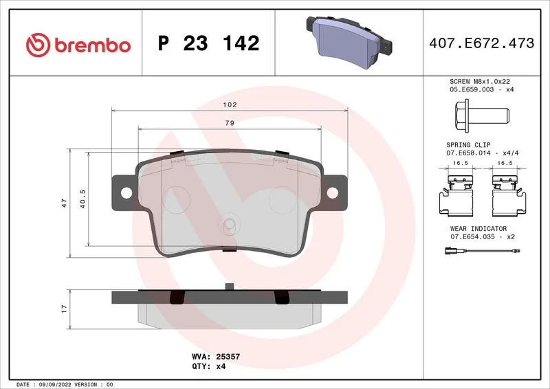 Conjunto de pastilhas de travão de disco BREMBO P 23 142