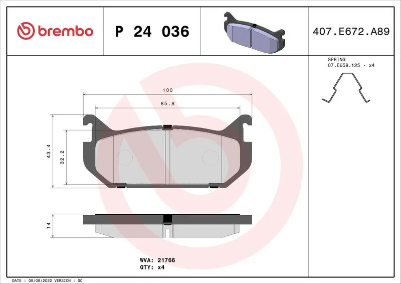 Conjunto de pastilhas de travão de disco BREMBO P 24 036