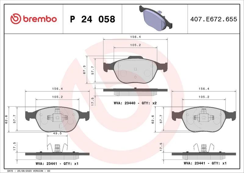 Conjunto de pastilhas de travão de disco BREMBO P 24 058