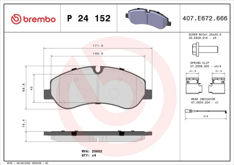 Brake Pad Set, disc brake BREMBO P 24 152