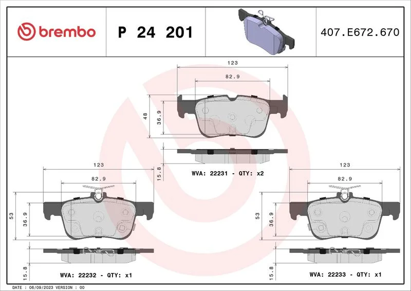 Conjunto de pastilhas de travão de disco BREMBO P 24 201