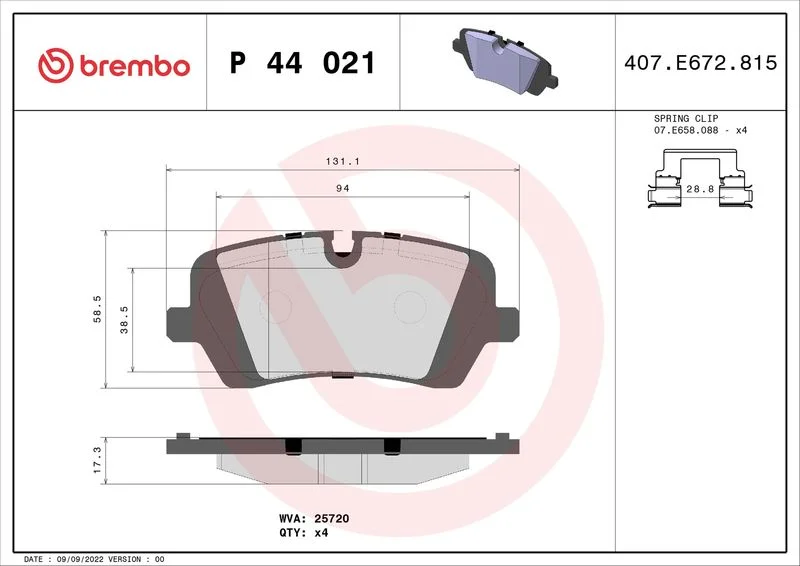 Conjunto de pastilhas de travão de disco BREMBO P 44 021