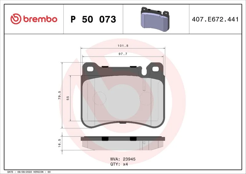 Conjunto de pastilhas de travão de disco BREMBO P 50 073X