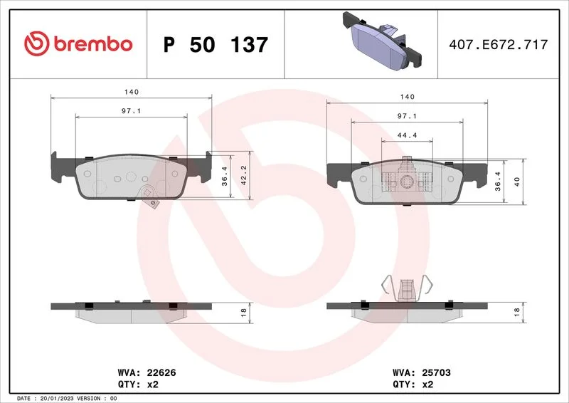 Conjunto de pastilhas de travão de disco BREMBO P 50 137