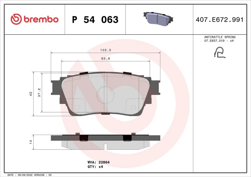 Conjunto de pastilhas de travão de disco BREMBO P 54 063