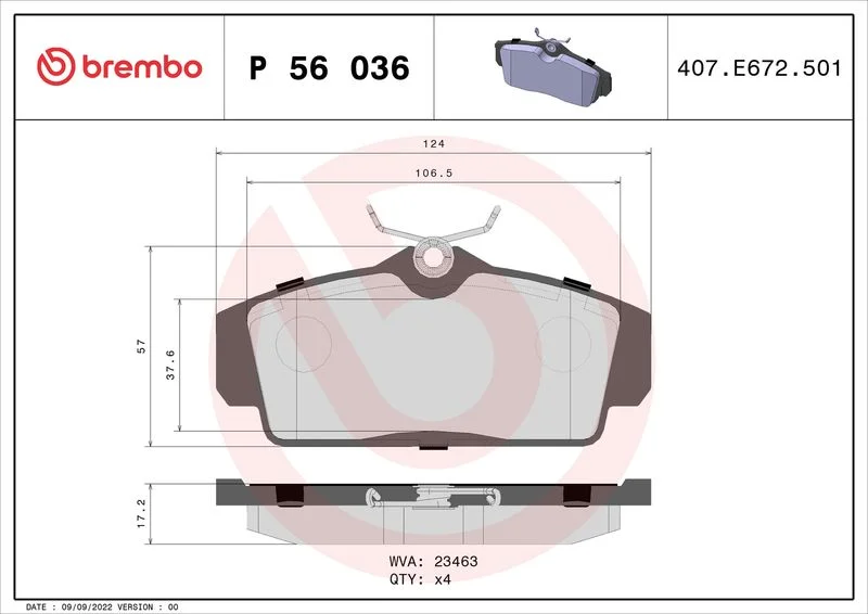 Conjunto de pastilhas de travão de disco BREMBO P 56 036