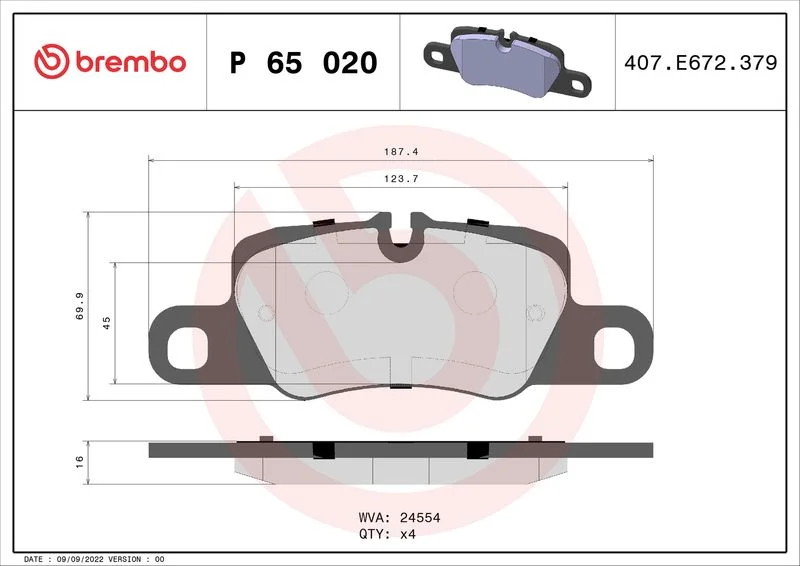 Conjunto de pastilhas de travão de disco BREMBO P 65 020