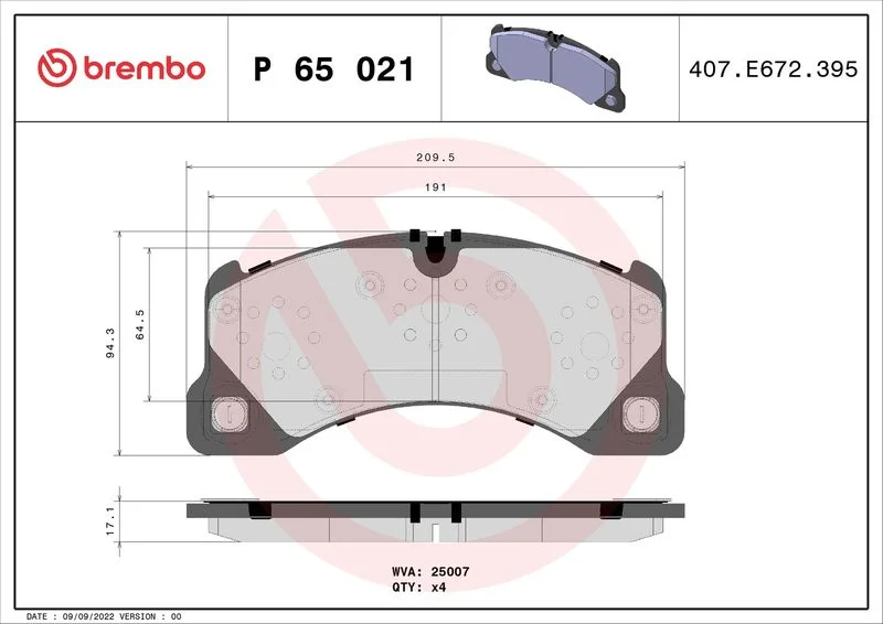 Conjunto de pastilhas de travão de disco BREMBO P 65 021