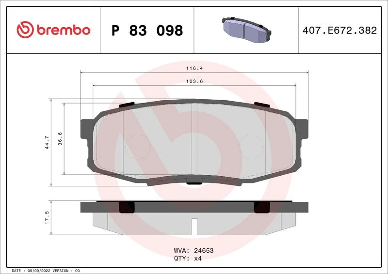 Conjunto de pastilhas de travão de disco BREMBO P 83 098