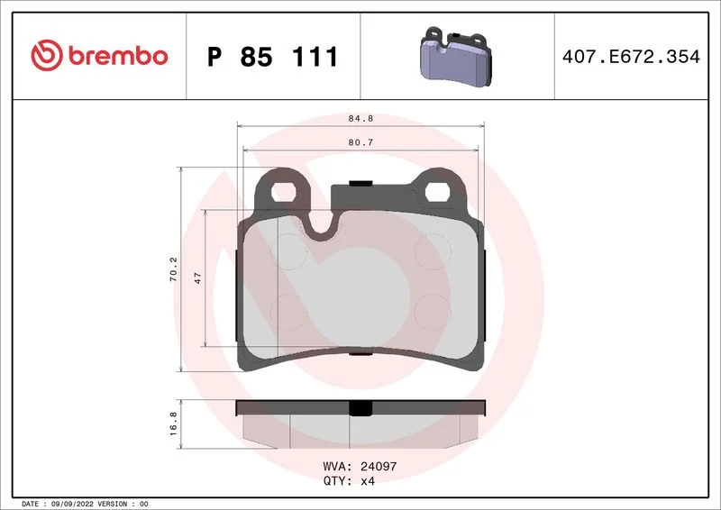 Conjunto de pastilhas de travão de disco BREMBO P 85 111