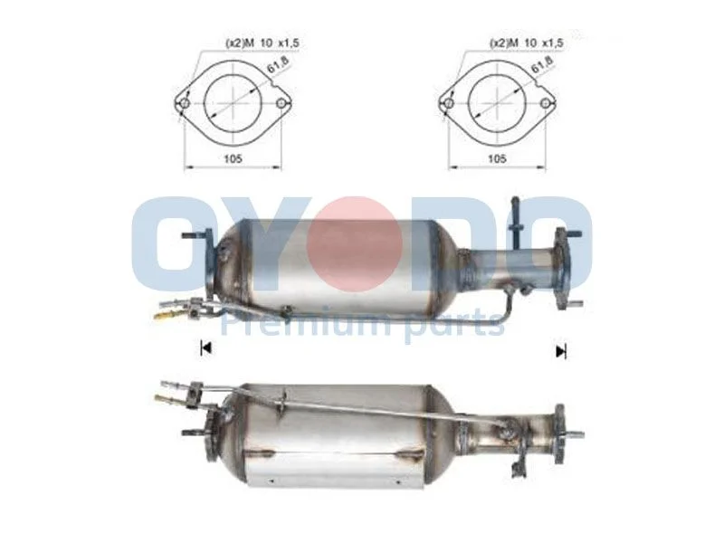 Filtro de partículas de fuligem, sistema de escape Oyodo 20N0006-OYO