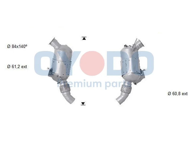 Filtro de partículas de fuligem, sistema de escape Oyodo 20N0036-OYO