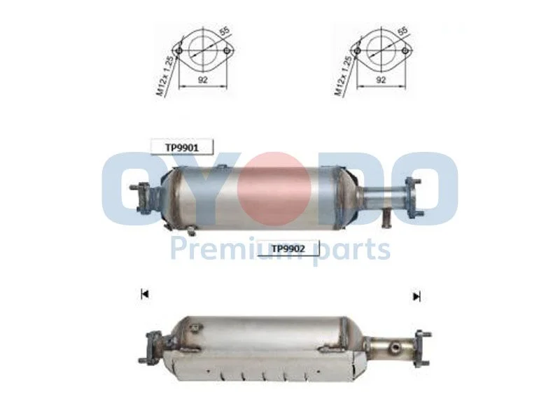 Filtro de partículas de fuligem, sistema de escape Oyodo 20N0052-OYO