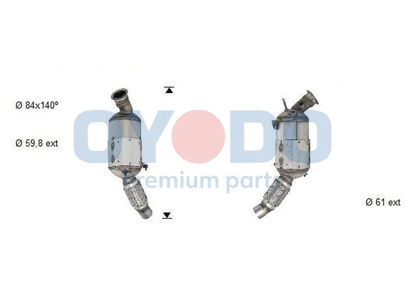 Filtro de partículas de fuligem, sistema de escape Oyodo 20N0060-OYO