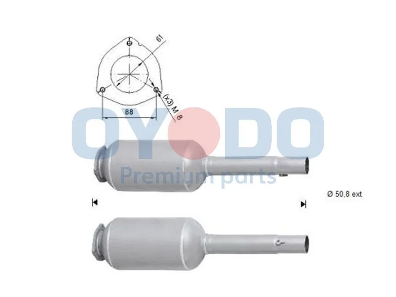 Filtro de partículas de fuligem, sistema de escape Oyodo 20N0105-OYO